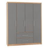 Wooden Wardrobe With 4 Doors And 2 Drawers - Seville