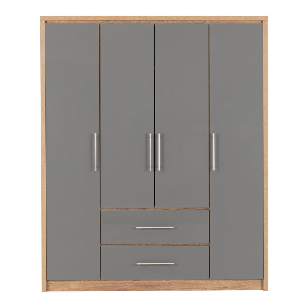 Wooden Wardrobe With 4 Doors And 2 Drawers - Seville
