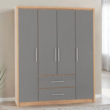 Wooden Wardrobe With 4 Doors And 2 Drawers - Seville