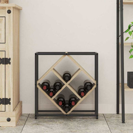 Wooden Wine Rack 51cm Wide With Metal Frame - Vantage Home