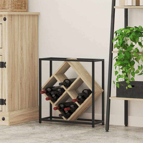Wooden Wine Rack 51cm Wide With Metal Frame - Vantage Home