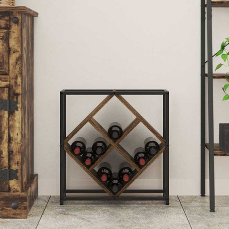 Wooden Wine Rack 51cm Wide With Metal Frame - Vantage Home