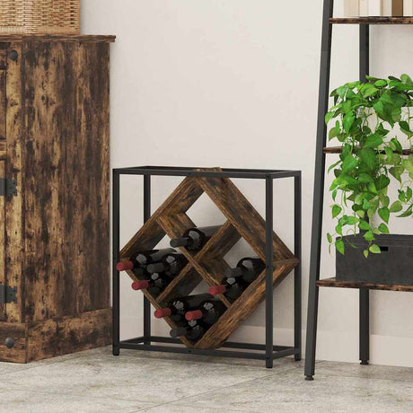 Wooden Wine Rack 51cm Wide With Metal Frame - Vantage Home