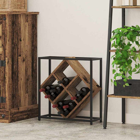 Wooden Wine Rack 51cm Wide With Metal Frame - Vantage Home