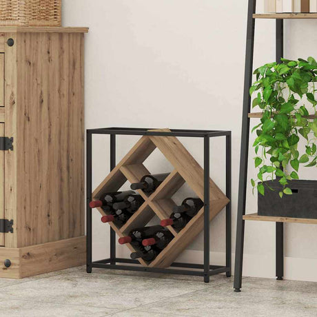 Wooden Wine Rack 51cm Wide With Metal Frame - Vantage Home
