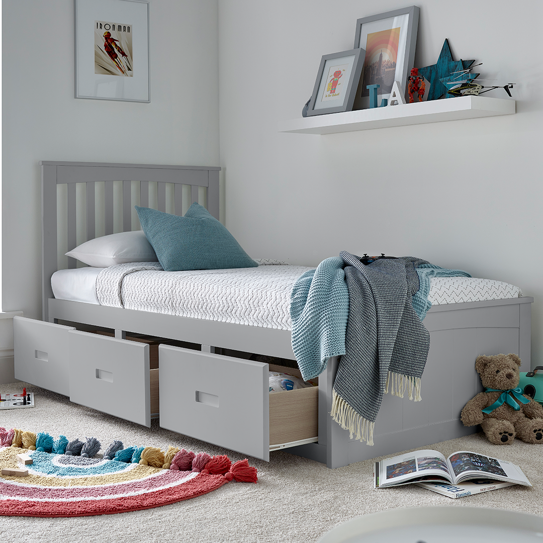 Wooden Wooden Single Bed With 3 Drawers - Quest