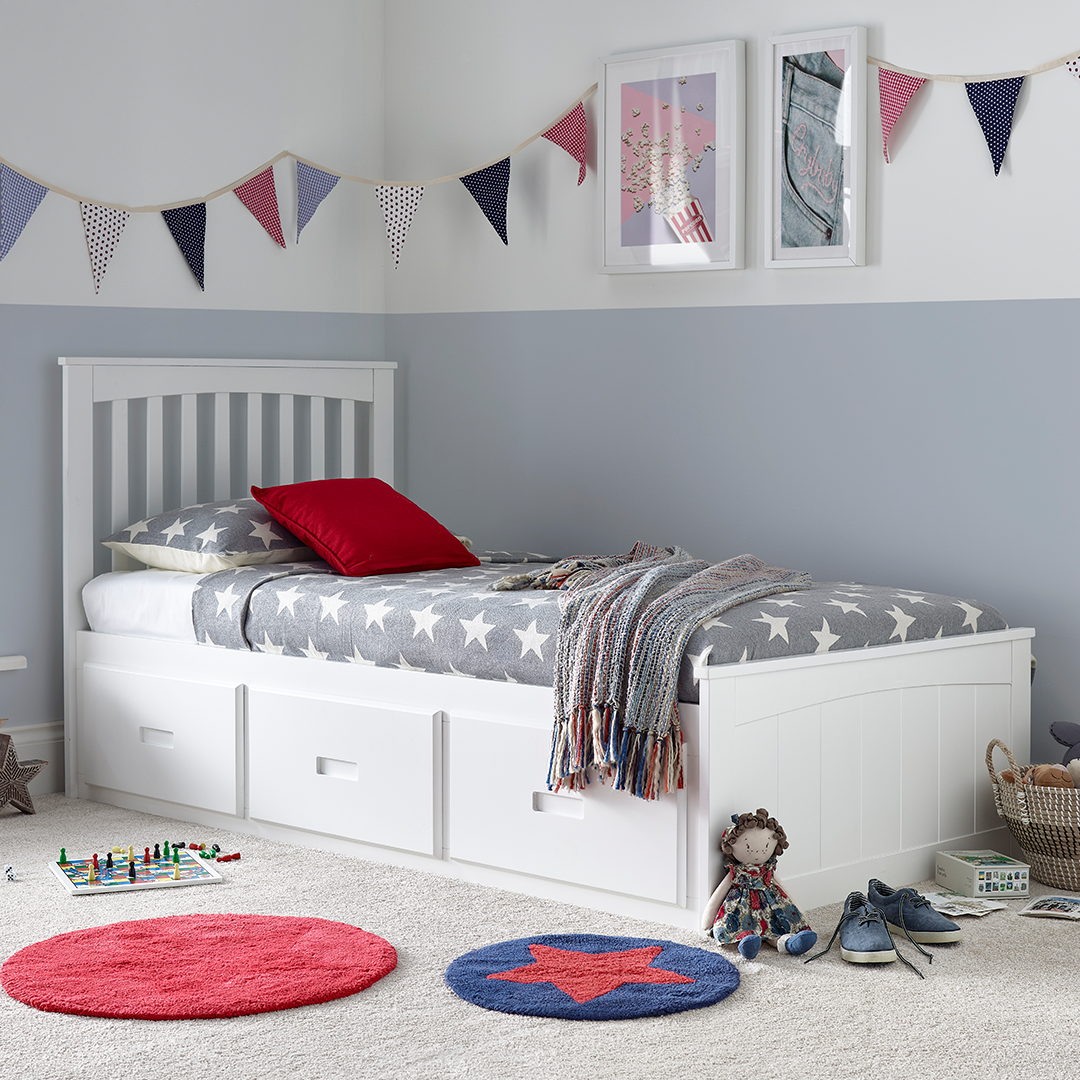 Wooden Wooden Single Bed With 3 Drawers - Quest