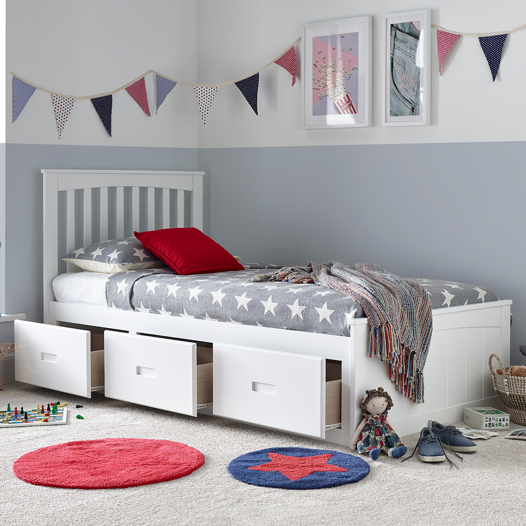 Wooden Wooden Single Bed With 3 Drawers - Quest