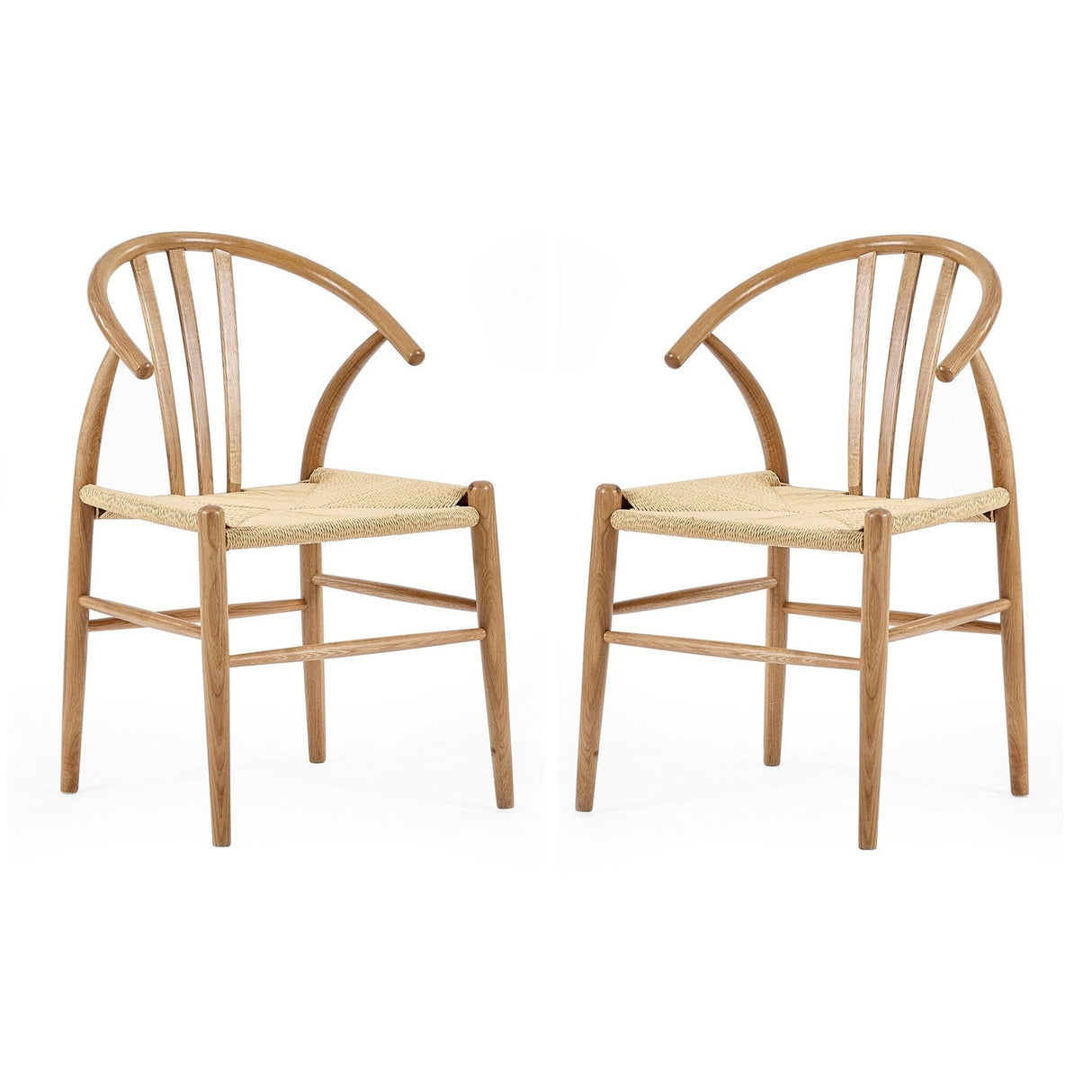 Woven Dining Chairs in Set Of 2 With Wooden Frame - Symi