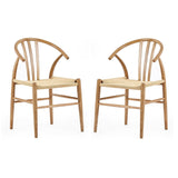 Woven Dining Chairs in Set Of 2 With Wooden Frame - Symi