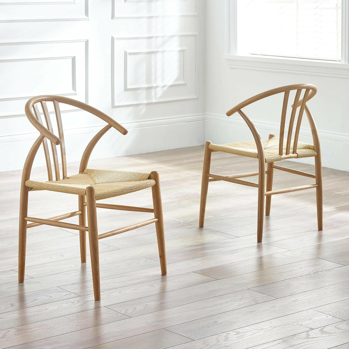 Woven Dining Chairs in Set Of 2 With Wooden Frame - Symi