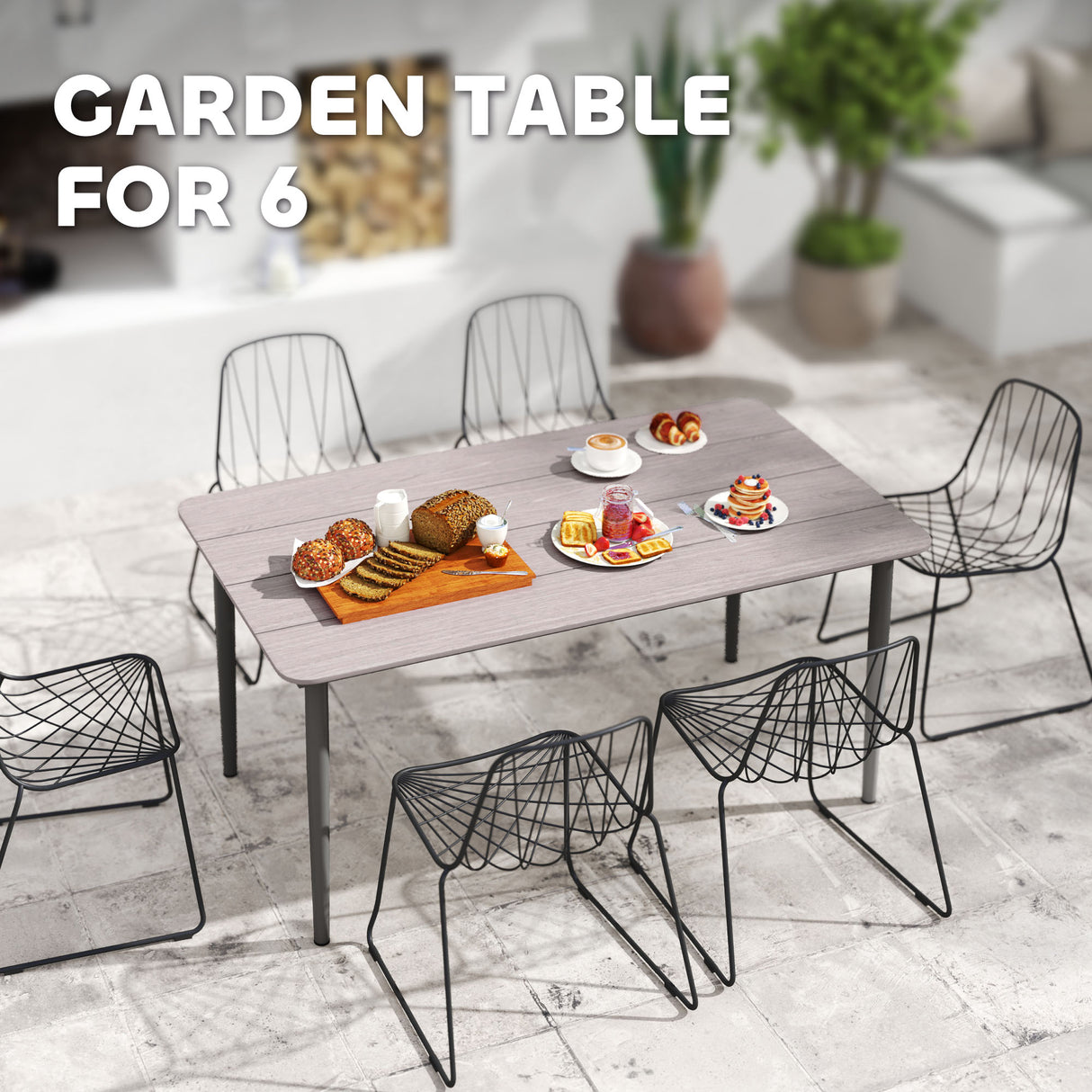 WPC Outdoor Garden Dining Table for 6 People - Velmora